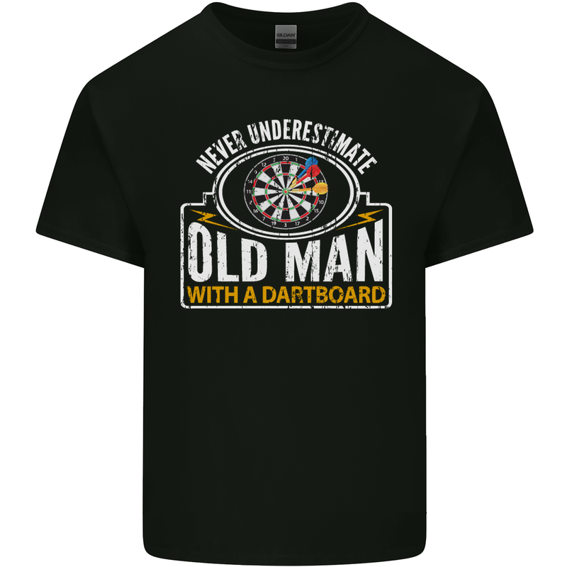 An Old Man With a Dart Board Funny Player Mens Cotton T-Shirt Tee Top Black