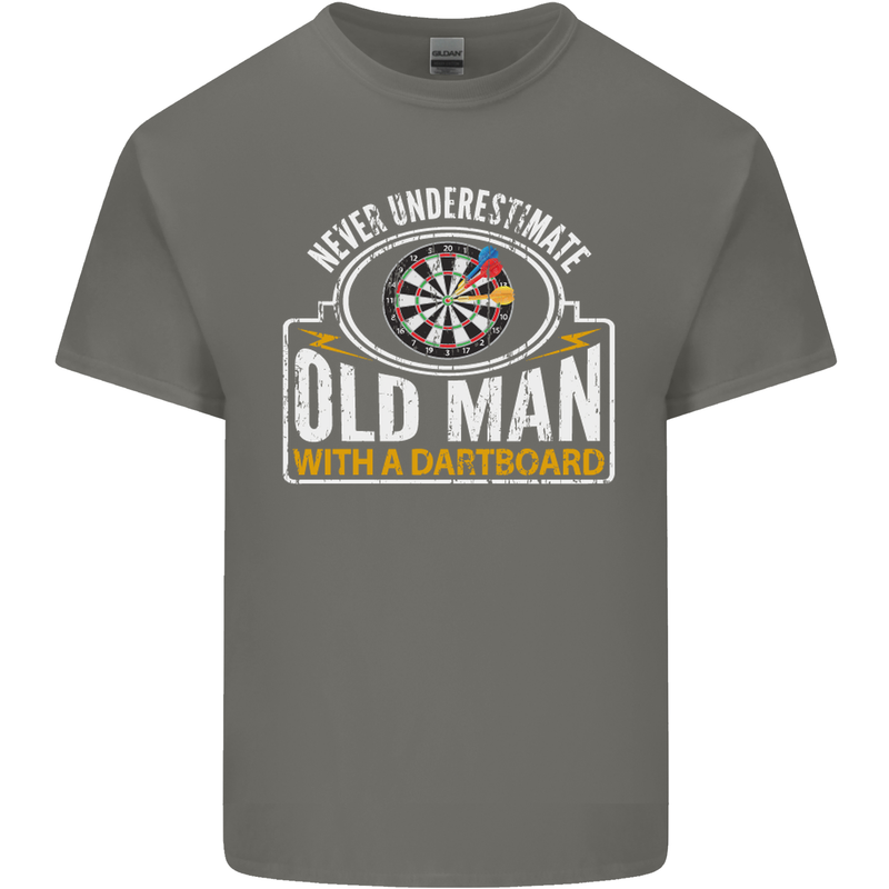 An Old Man With a Dart Board Funny Player Mens Cotton T-Shirt Tee Top Charcoal
