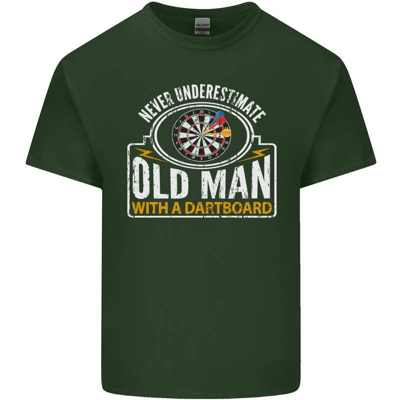 An Old Man With a Dart Board Funny Player Mens Cotton T-Shirt Tee Top Forest Green