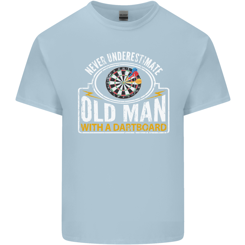 An Old Man With a Dart Board Funny Player Mens Cotton T-Shirt Tee Top Light Blue