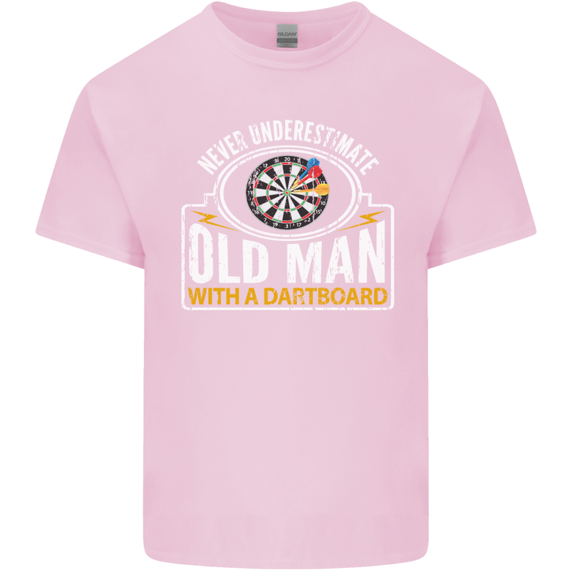 An Old Man With a Dart Board Funny Player Mens Cotton T-Shirt Tee Top Light Pink