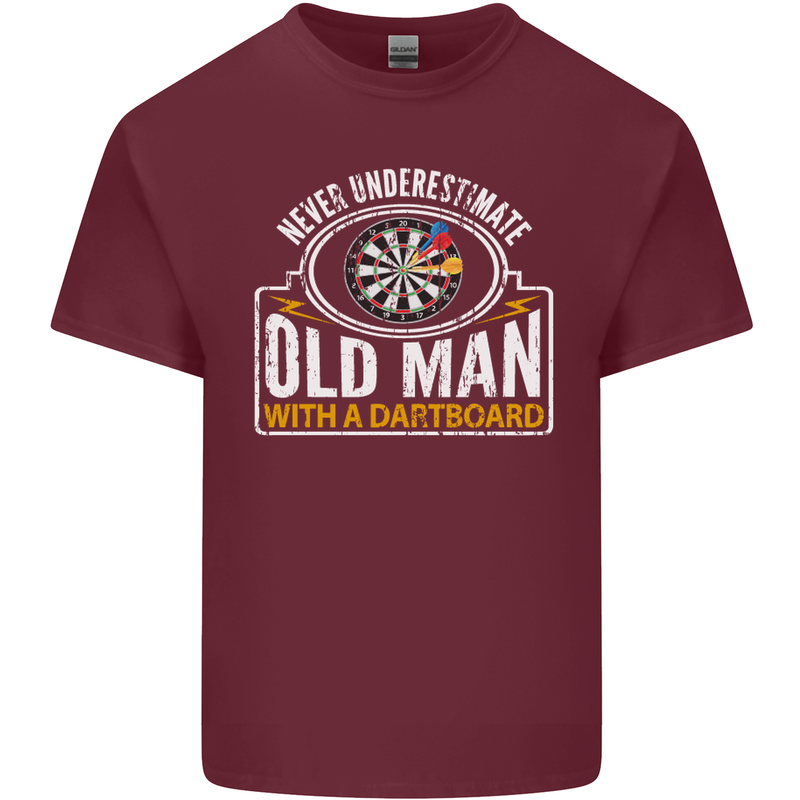 An Old Man With a Dart Board Funny Player Mens Cotton T-Shirt Tee Top Maroon