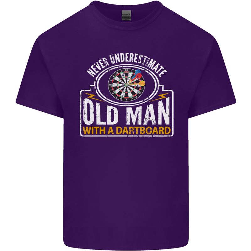 An Old Man With a Dart Board Funny Player Mens Cotton T-Shirt Tee Top Purple
