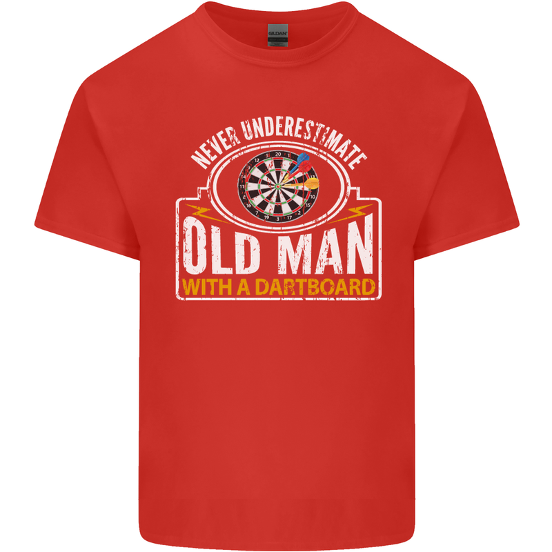 An Old Man With a Dart Board Funny Player Mens Cotton T-Shirt Tee Top Red