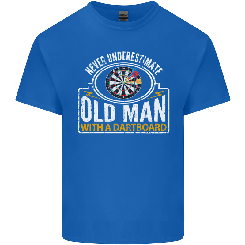 An Old Man With a Dart Board Funny Player Mens Cotton T-Shirt Tee Top Royal Blue