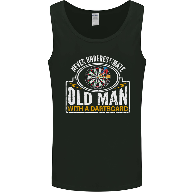 An Old Man With a Dart Board Funny Player Mens Vest Tank Top Black