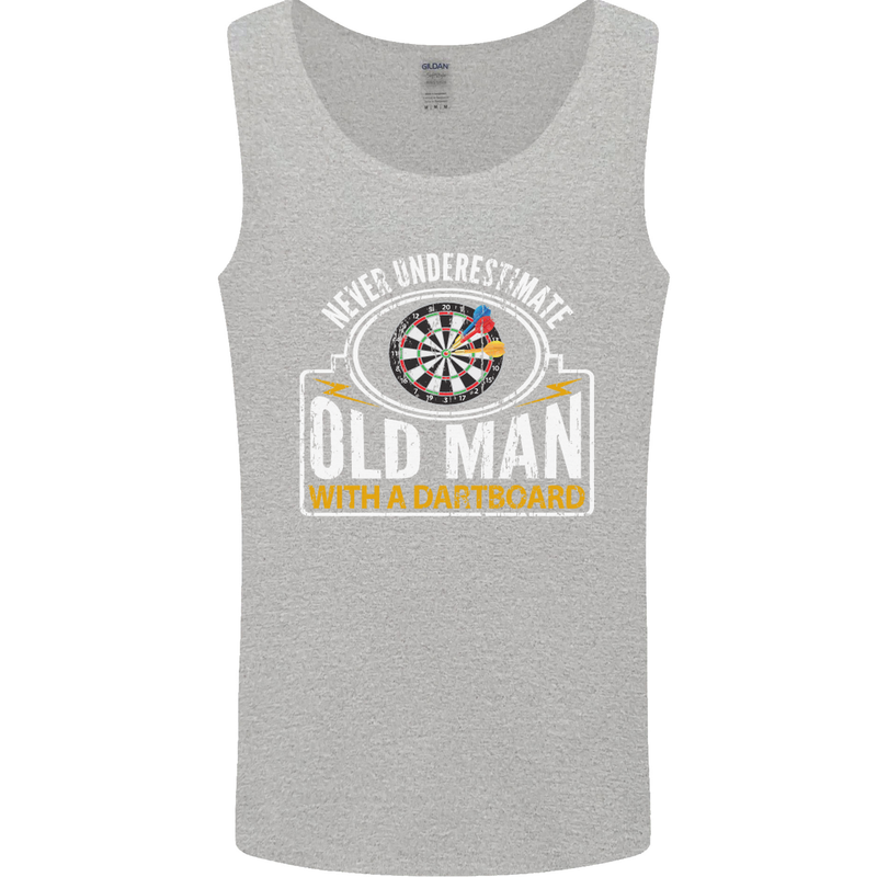 An Old Man With a Dart Board Funny Player Mens Vest Tank Top Sports Grey