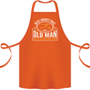 An Old Man With a Fishing Rod Fisherman Cotton Apron 100% Organic Orange