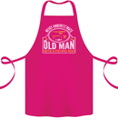 An Old Man With a Fishing Rod Fisherman Cotton Apron 100% Organic Pink