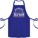 An Old Man With a Fishing Rod Fisherman Cotton Apron 100% Organic Royal Blue