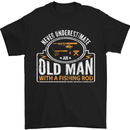 An Old Man With a Fishing Rod Fisherman Mens T-Shirt Cotton Gildan Black