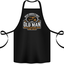 An Old Man With a Fishing Rod & Beer Funny Cotton Apron 100% Organic Black