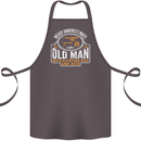 An Old Man With a Fishing Rod & Beer Funny Cotton Apron 100% Organic Dark Grey