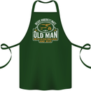 An Old Man With a Fishing Rod & Beer Funny Cotton Apron 100% Organic Forest Green