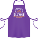 An Old Man With a Fishing Rod & Beer Funny Cotton Apron 100% Organic Purple