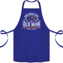 An Old Man With a Fishing Rod & Beer Funny Cotton Apron 100% Organic Royal Blue