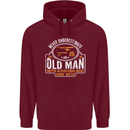 An Old Man With a Fishing Rod & Beer Funny Mens 80% Cotton Hoodie Maroon