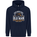 An Old Man With a Fishing Rod & Beer Funny Mens 80% Cotton Hoodie Navy Blue