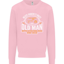 An Old Man With a Fishing Rod & Beer Funny Mens Sweatshirt Jumper Light Pink
