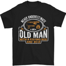 An Old Man With a Fishing Rod & Beer Funny Mens T-Shirt Cotton Gildan Black