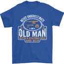 An Old Man With a Fishing Rod & Beer Funny Mens T-Shirt Cotton Gildan Royal Blue