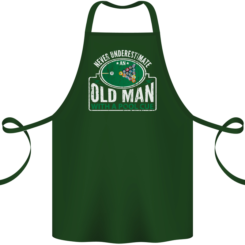 An Old Man With a Pool Cue Player Funny Cotton Apron 100% Organic Forest Green