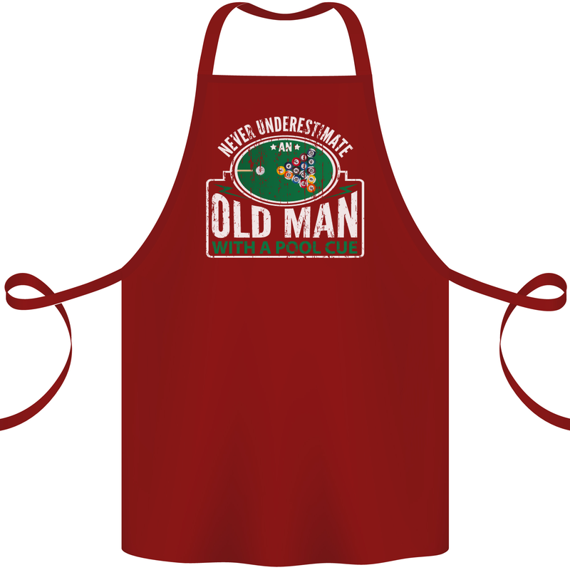 An Old Man With a Pool Cue Player Funny Cotton Apron 100% Organic Maroon