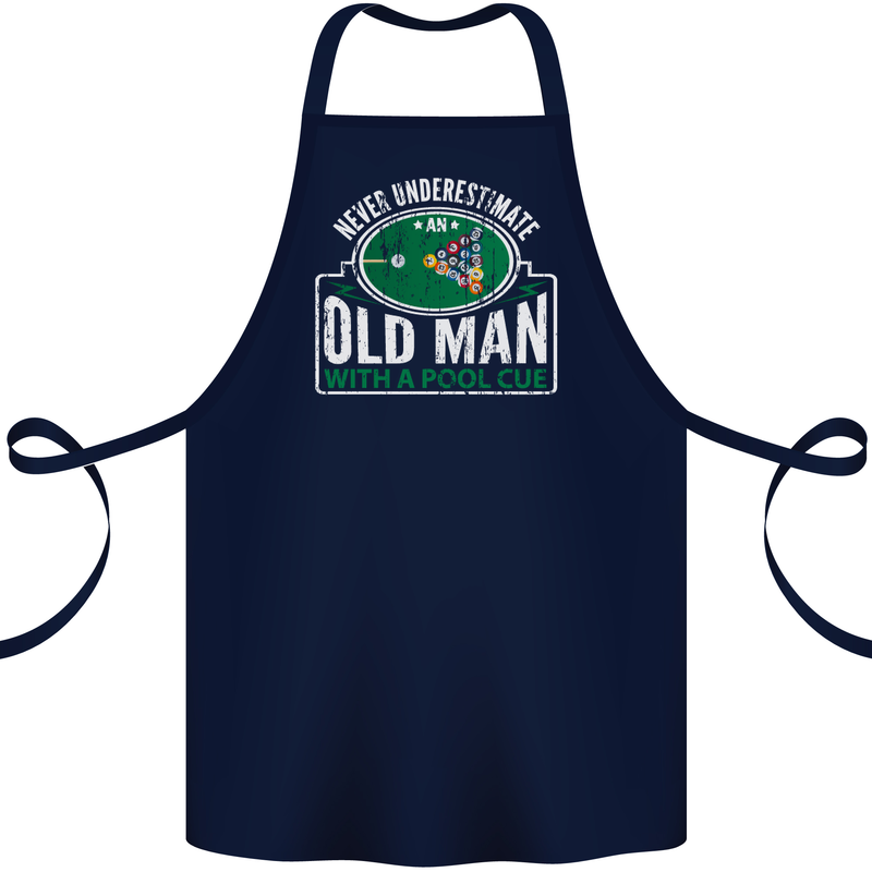 An Old Man With a Pool Cue Player Funny Cotton Apron 100% Organic Navy Blue