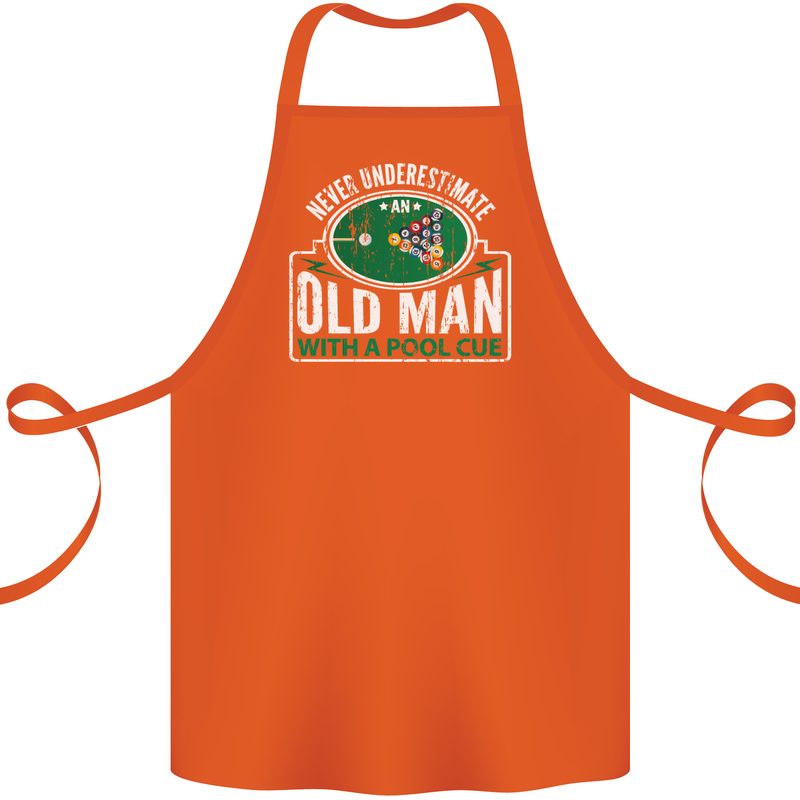 An Old Man With a Pool Cue Player Funny Cotton Apron 100% Organic Orange