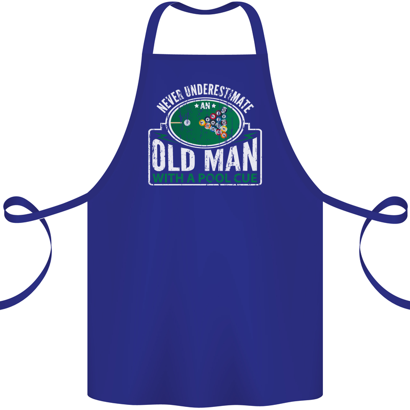 An Old Man With a Pool Cue Player Funny Cotton Apron 100% Organic Royal Blue
