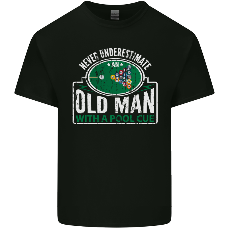 An Old Man With a Pool Cue Player Funny Mens Cotton T-Shirt Tee Top Black