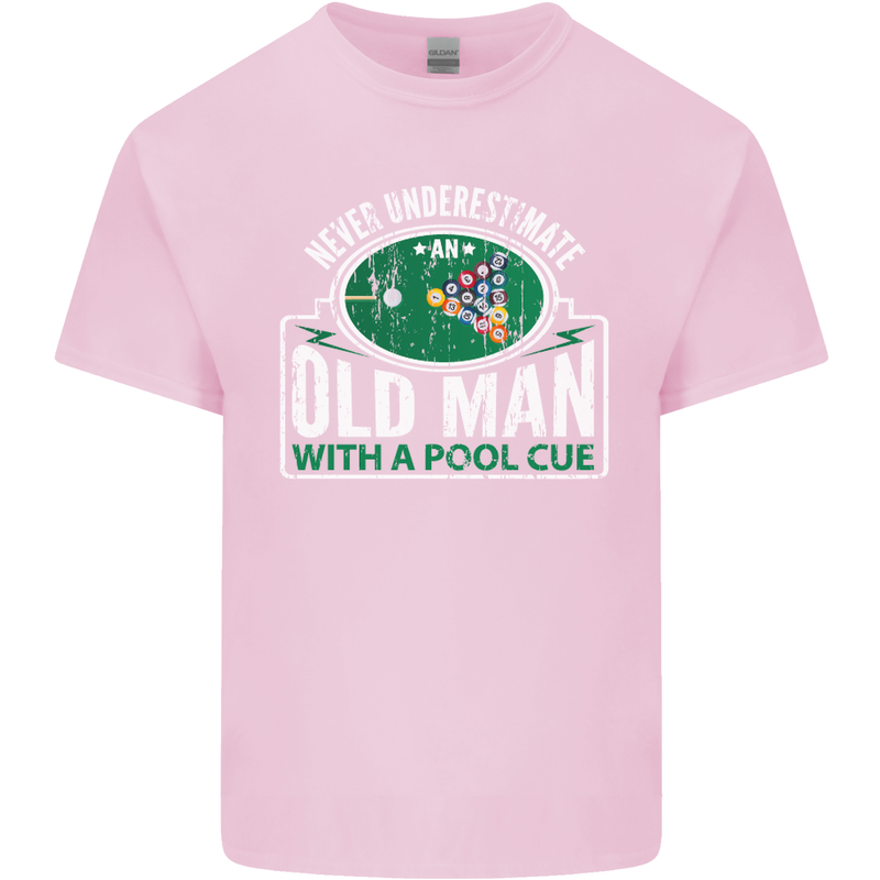 An Old Man With a Pool Cue Player Funny Mens Cotton T-Shirt Tee Top Light Pink