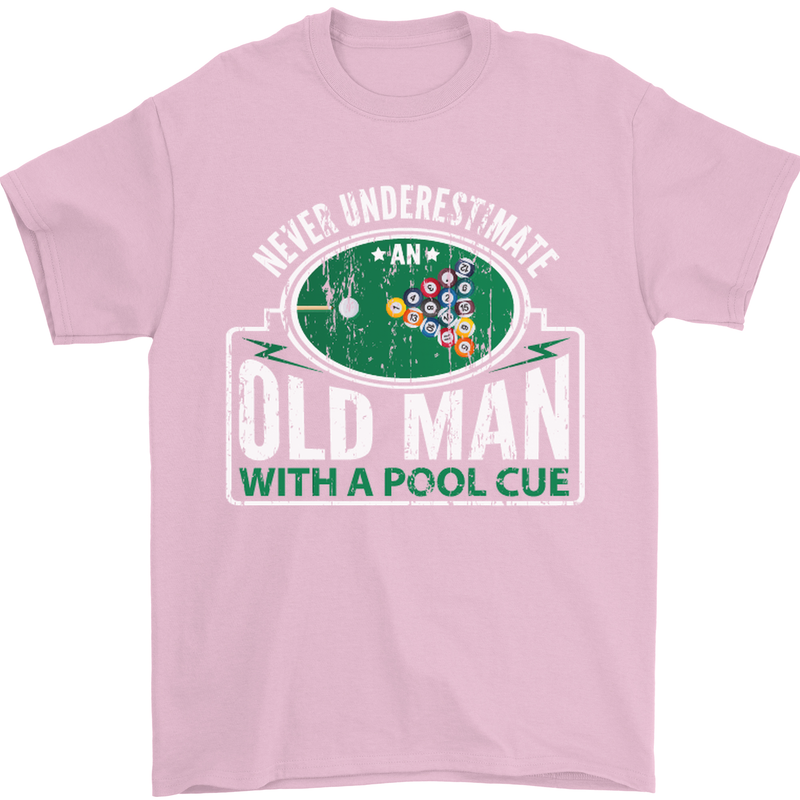 An Old Man With a Pool Cue Player Funny Mens T-Shirt Cotton Gildan Light Pink