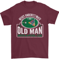 An Old Man With a Pool Cue Player Funny Mens T-Shirt Cotton Gildan Maroon