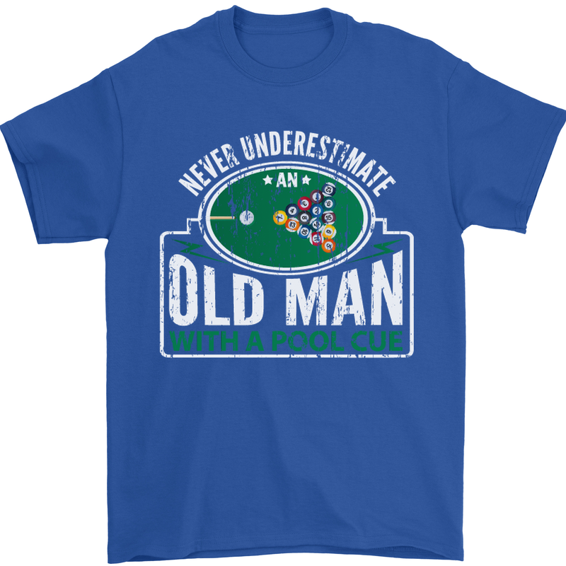 An Old Man With a Pool Cue Player Funny Mens T-Shirt Cotton Gildan Royal Blue