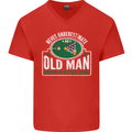 An Old Man With a Pool Cue Player Funny Mens V-Neck Cotton T-Shirt Red