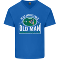 An Old Man With a Pool Cue Player Funny Mens V-Neck Cotton T-Shirt Royal Blue