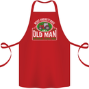 An Old Man With a Tractor Farmer Funny Cotton Apron 100% Organic Red