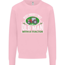 An Old Man With a Tractor Farmer Funny Mens Sweatshirt Jumper Light Pink