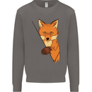 An Orange Fox Illustration Mens Sweatshirt Jumper Charcoal