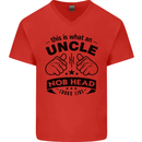 An Uncle Nob Head Looks Like Uncle's Day Mens V-Neck Cotton T-Shirt Red