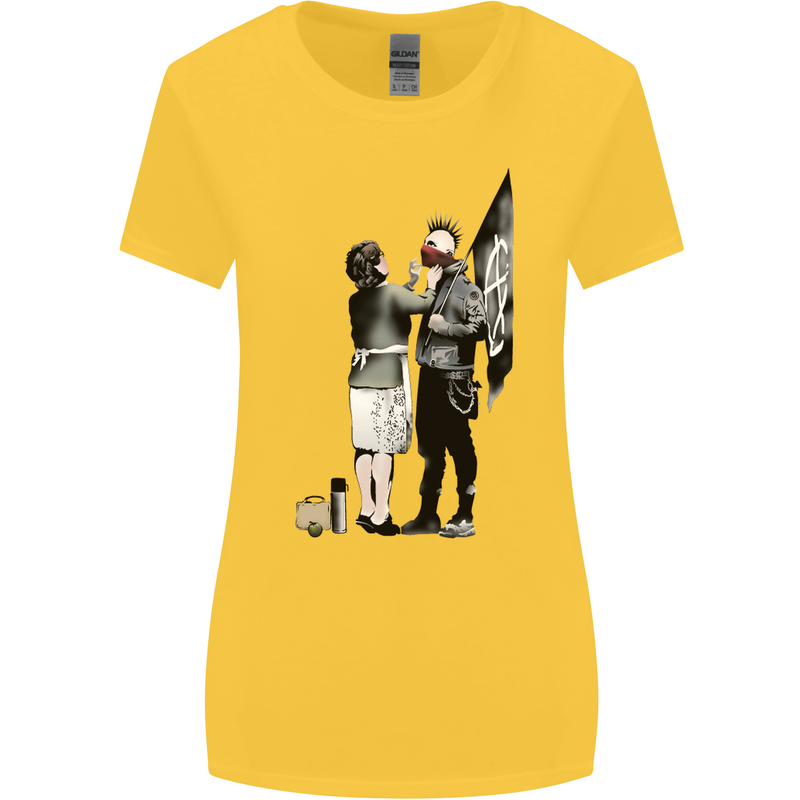 Anarchy Banksy Punk Mum Womens Wider Cut T-Shirt Yellow