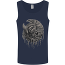 Angel Skull of Death Biker Motorbike Gothic Mens Vest Tank Top Navy Blue