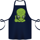 Angry Alien Finger Flip Funny Offensive Cotton Apron 100% Organic Navy Blue