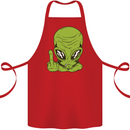 Angry Alien Finger Flip Funny Offensive Cotton Apron 100% Organic Red