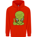 Angry Alien Finger Flip Funny Offensive Mens 80% Cotton Hoodie Bright Red
