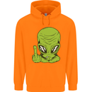 Angry Alien Finger Flip Funny Offensive Mens 80% Cotton Hoodie Orange
