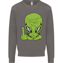 Angry Alien Finger Flip Funny Offensive Mens Sweatshirt Jumper Charcoal