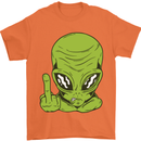 Angry Alien Finger Flip Funny Offensive Mens T-Shirt Cotton Gildan Orange