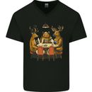 Animals Funny Wildlife Poker Game Cards Mens V-Neck Cotton T-Shirt Black